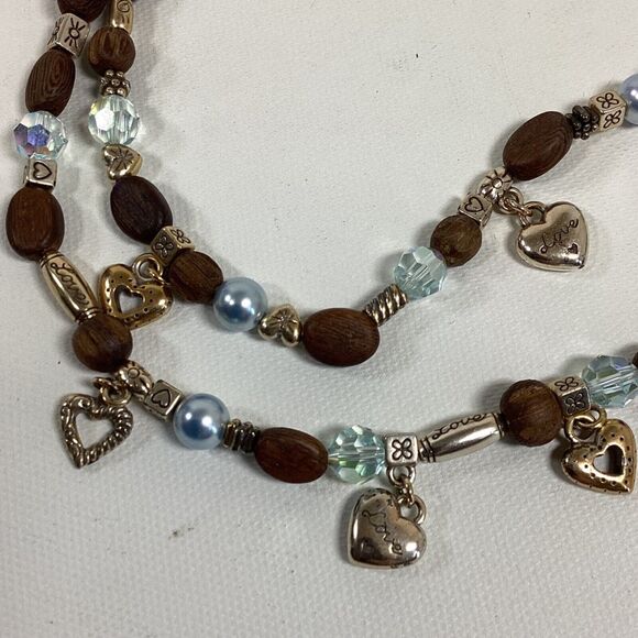 Brighton Double Strand Beaded Necklace Brown Blue With 4 Bags - Picture 4 of 11